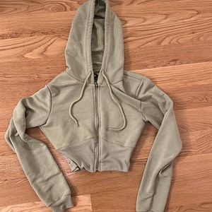 Cute little cropped sage green zip up